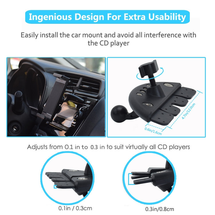 Universal Car CD Slot Mount for Mobile Phones and Tablets - Adjustable 360° Bracket