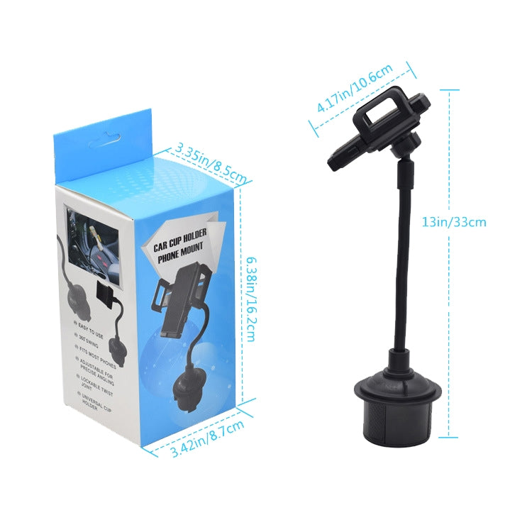 Universal Car Cup Holder with Adjustable Hose & 360° Phone Mount