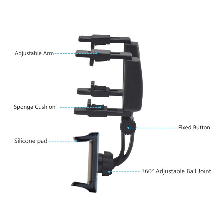 Universal Car Rearview Mirror Mobile Phone Holder with 360° Rotation