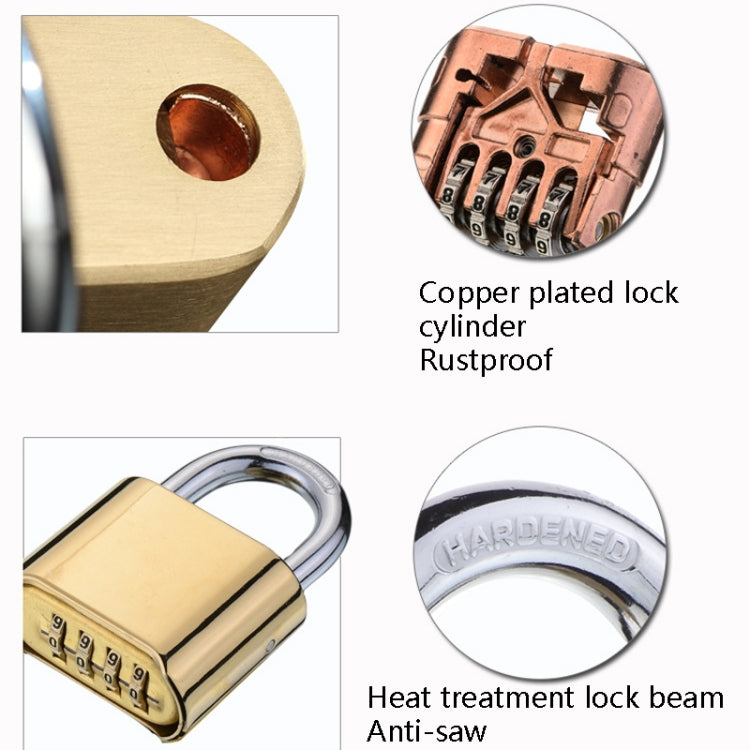 Brass Large Long Warehouse Door Logistics Password Lock Bottom Password Wheel Padlock