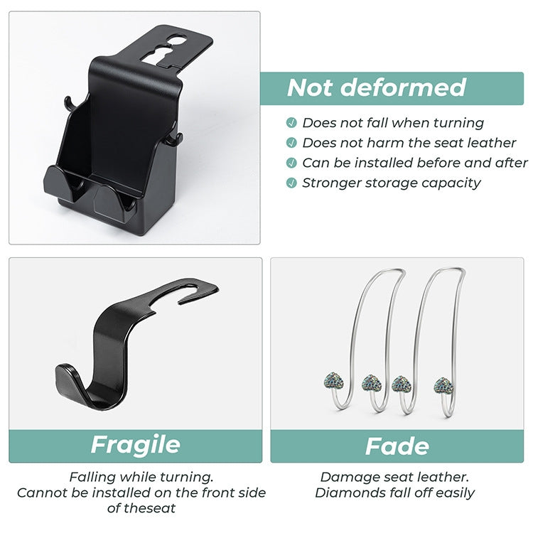 Discreet Car Seat Back Storage Hooks
