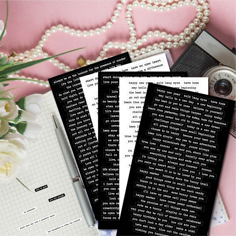 2 Sets Small Talk Stickers Hand Account DIY Retro Text Sticker Pack