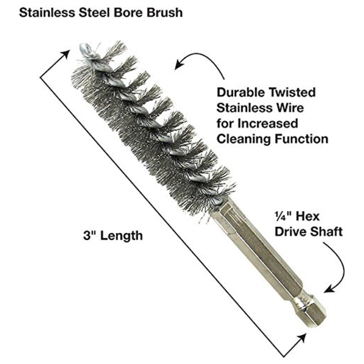 Stainless Steel Wire Pipe Brush Nylon Copper Wire Hex Rod Tool Cleaning Brush