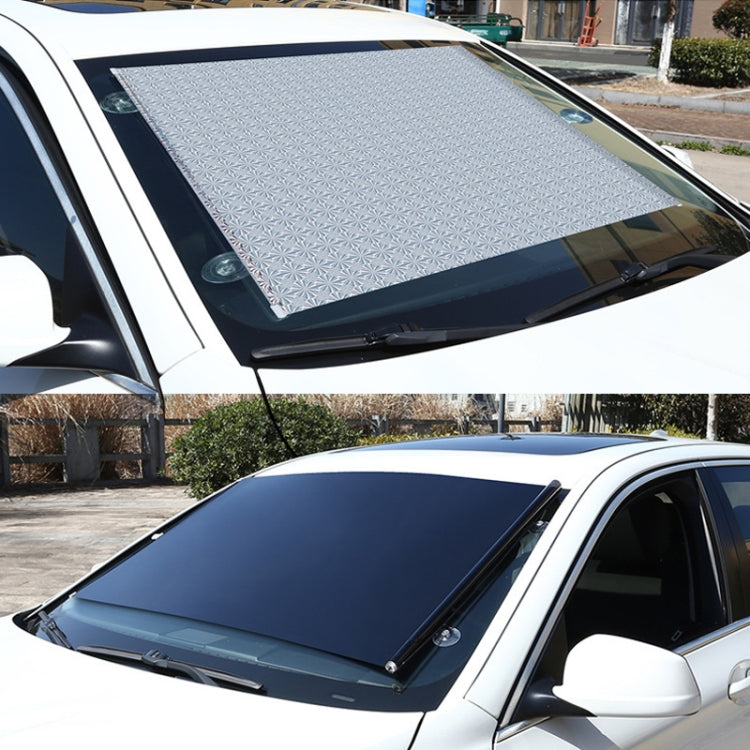 Suction Cup Telescopic Car Window Shade Roller Blind - 50x125cm Silver Laser