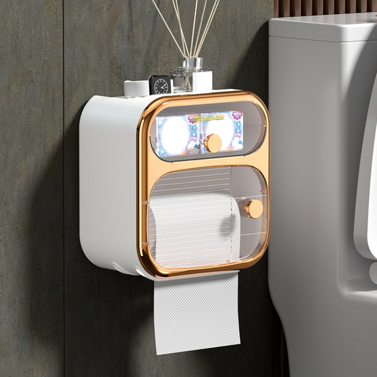 Bathroom Wall Mounted Waterproof Shelf Tissue Box, Color:
