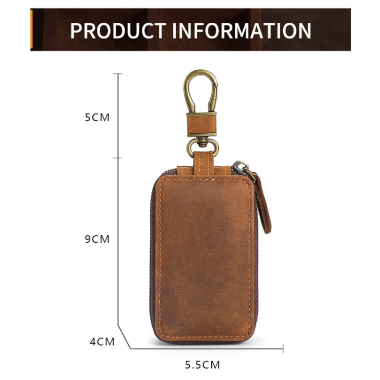 Stylish Double-Zip Cowhide Key Organiser with Keychain