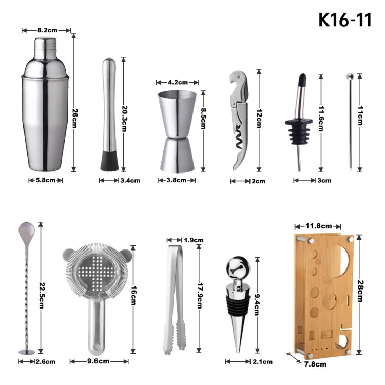 16 In 1 750ml Bamboo and Wood Rack Bartending Tool