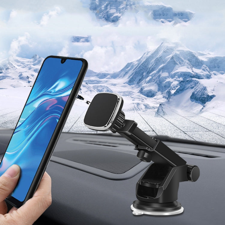 Magnetic Telescopic Car Phone Holder with Suction Cup and 360-Degree Rotation