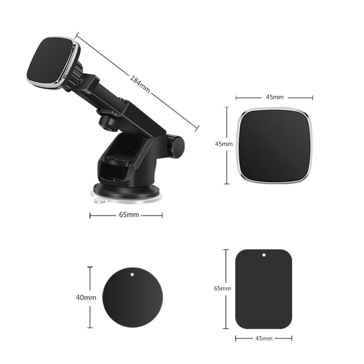 Magnetic Telescopic Car Phone Holder with Suction Cup and 360-Degree Rotation