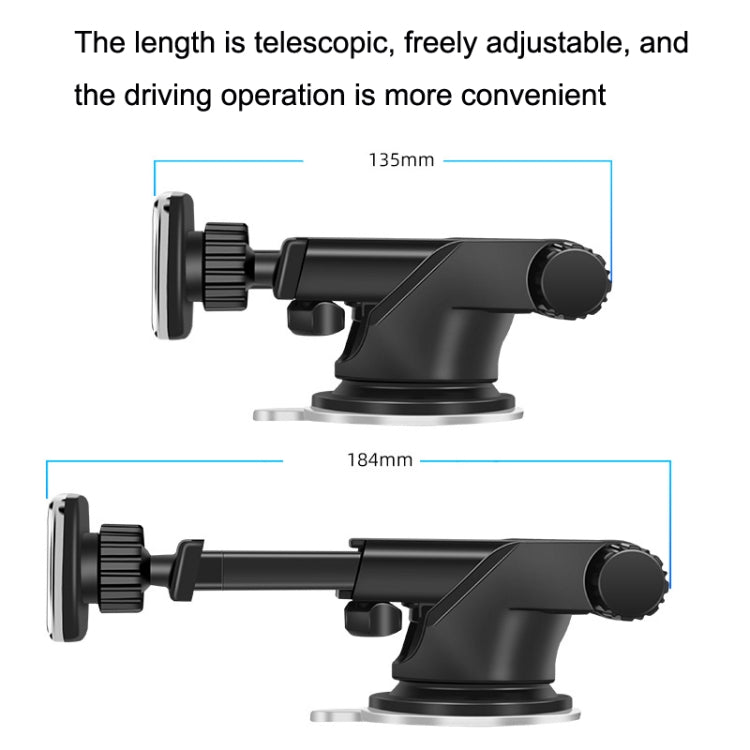 Magnetic Telescopic Car Phone Holder with Suction Cup and 360-Degree Rotation