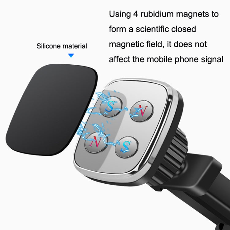 Magnetic Telescopic Car Phone Holder with Suction Cup and 360-Degree Rotation