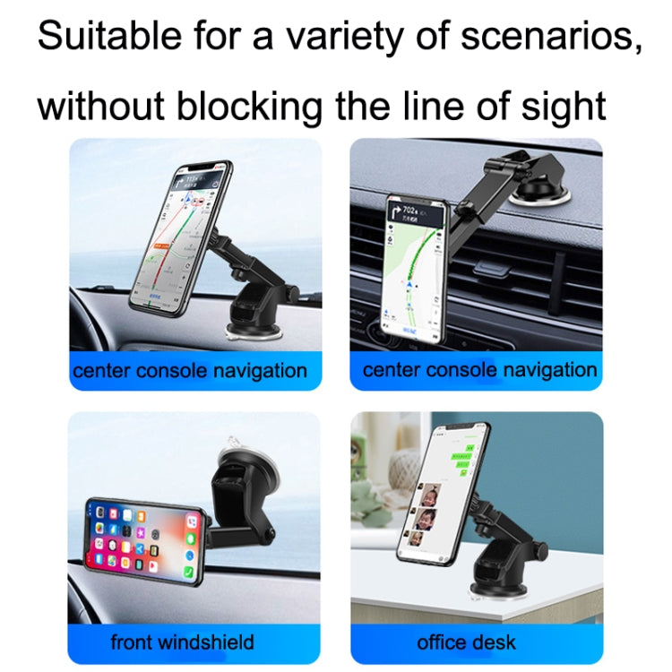 Magnetic Telescopic Car Phone Holder with Suction Cup and 360-Degree Rotation