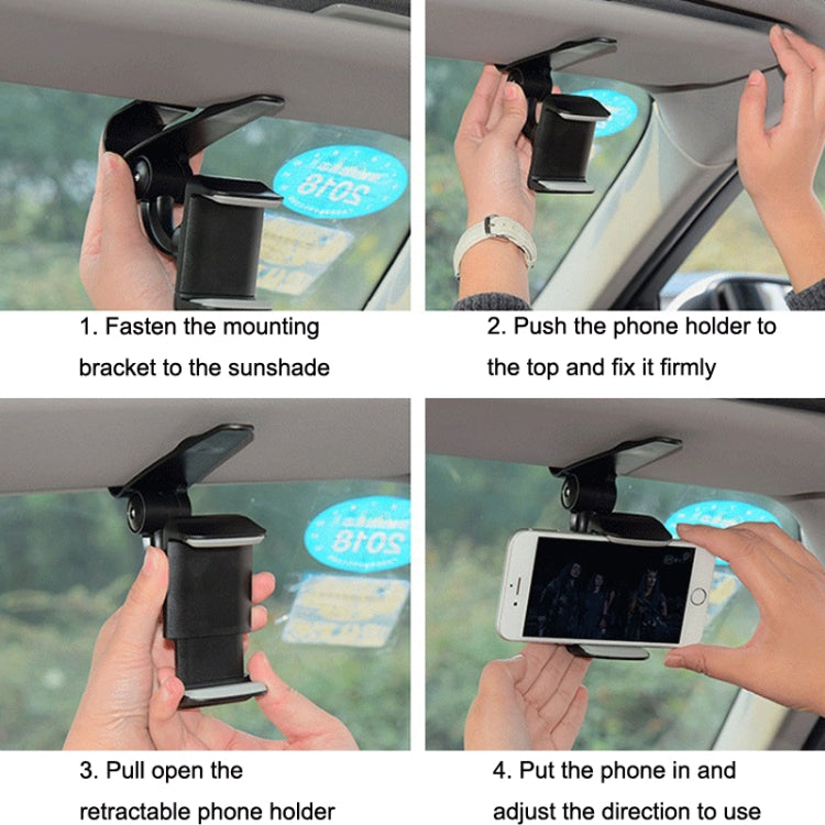 Versatile Car Sun Visor Mobile Phone Holder with 360° Rotation