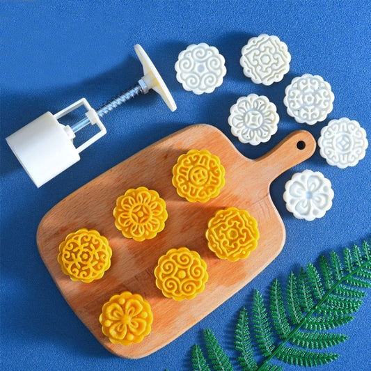 2 PCS Moon Festival Round Hand-Pressed Pastry Mold Baking Tools, Model: