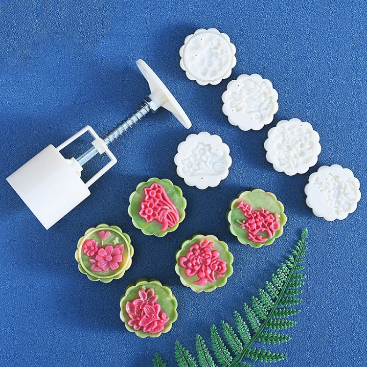 2 PCS Moon Festival Round Hand-Pressed Pastry Mold Baking Tools, Model: