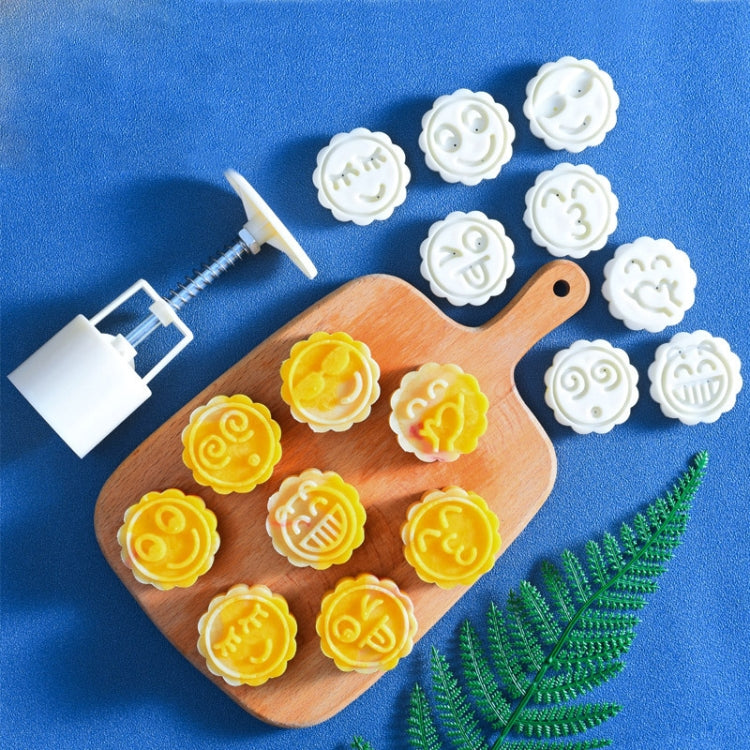 2 PCS Moon Festival Round Hand-Pressed Pastry Mold Baking Tools, Model: