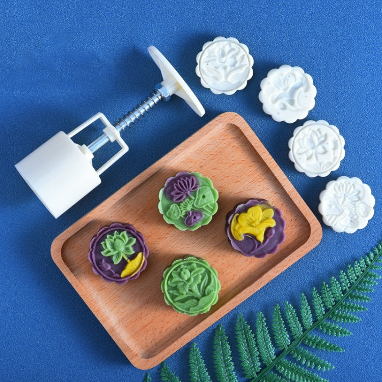 2 PCS Moon Festival Round Hand-Pressed Pastry Mold Baking Tools, Model:
