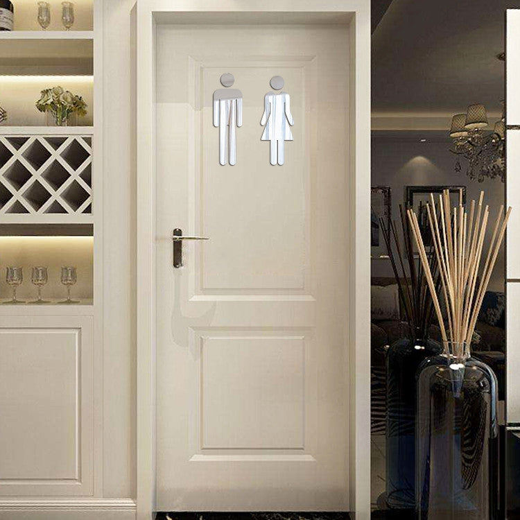 20cm 3D Man & Woman Toilet Sign Decals - 2 PCS WC Door Stickers