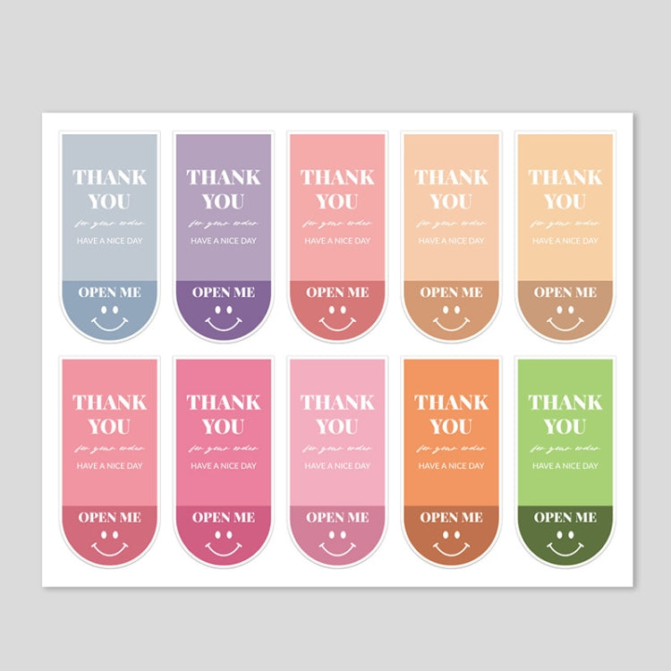 5 Bags 10 Sheets/Bag Cute Emoji Rectangle Sticker Gift Box Sealing Sticker