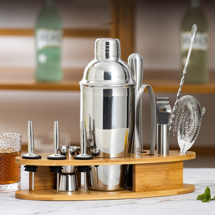BY-011 11 In 1 Oval Wooden Stand Shaker Set Bartending Tools, Spec: