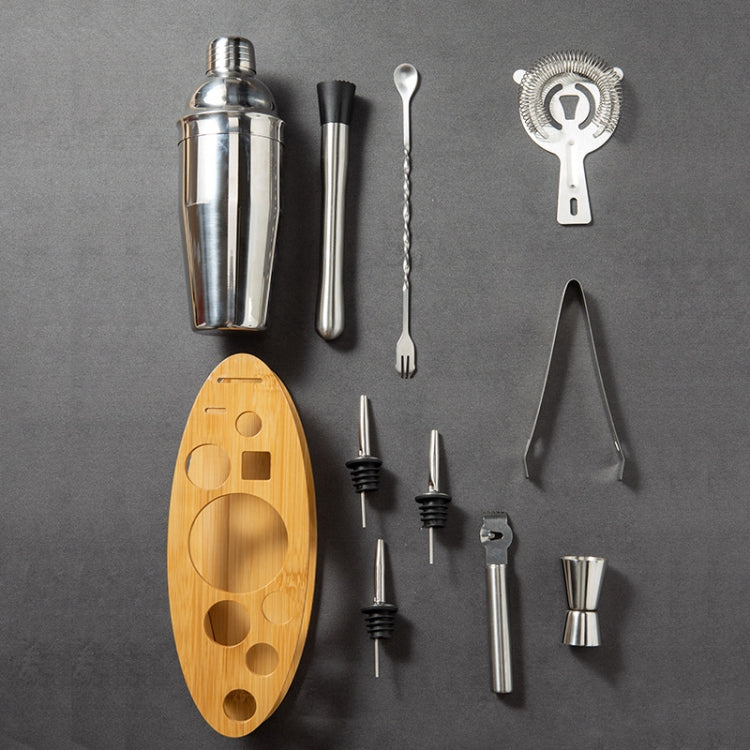 BY-011 11 In 1 Oval Wooden Stand Shaker Set Bartending Tools, Spec: