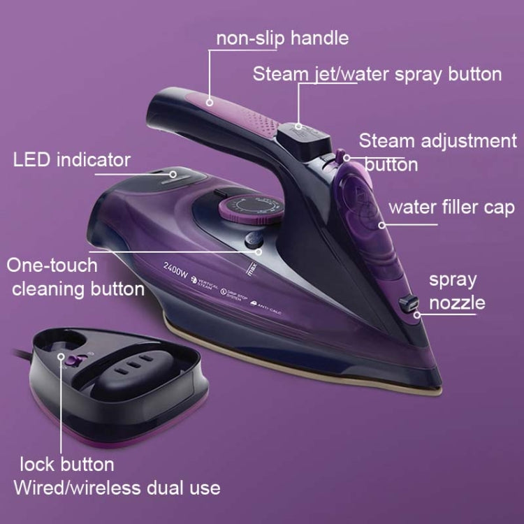 2400W Household Wireless Iron Handheld Steam Iron Garment Steamer,EU Plug