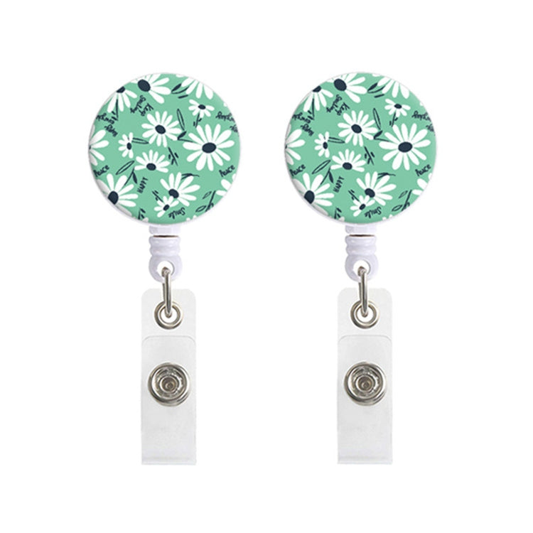 2 PCS Retro Fresh Small Floral Retractable Badge Reel Name Tag Card Badge