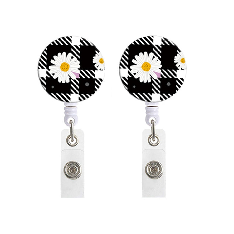 2 PCS Retro Fresh Small Floral Retractable Badge Reel Name Tag Card Badge