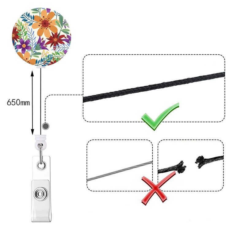 2 PCS Retro Fresh Small Floral Retractable Badge Reel Name Tag Card Badge