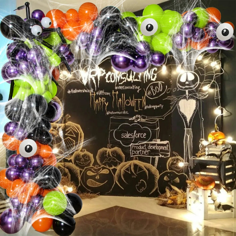 Halloween Spider Balloon Chain+Background Cloth Decoration Set