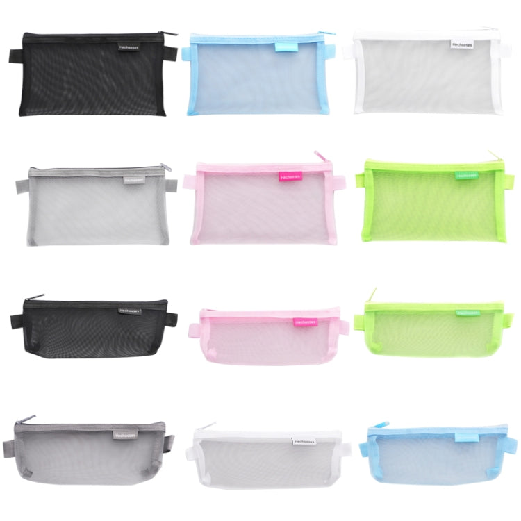 Hechooses D033 Transparent Mesh Exam Portable Pen Bag, Style: