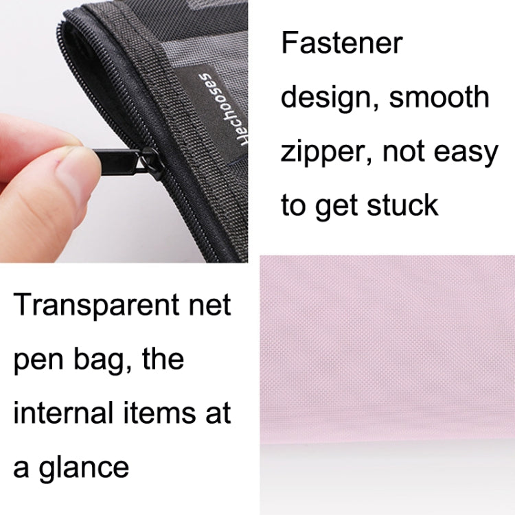 Hechooses D033 Transparent Mesh Exam Portable Pen Bag, Style: