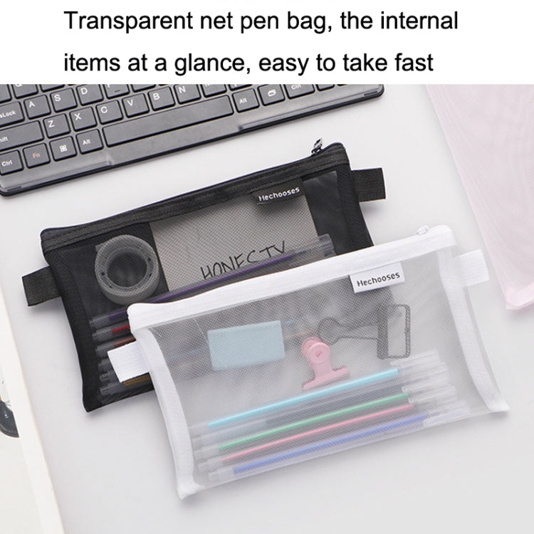 Hechooses D033 Transparent Mesh Exam Portable Pen Bag, Style: