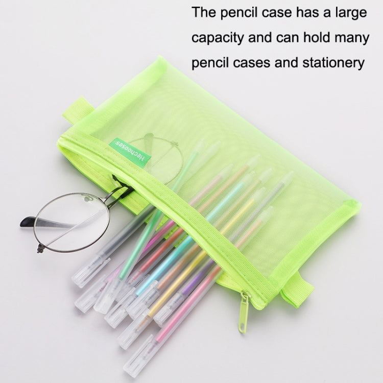 Hechooses D033 Transparent Mesh Exam Portable Pen Bag, Style: