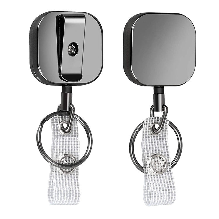 Stylish 4cm Electroplated Metal Square Expansion Keyring with Durable Rope