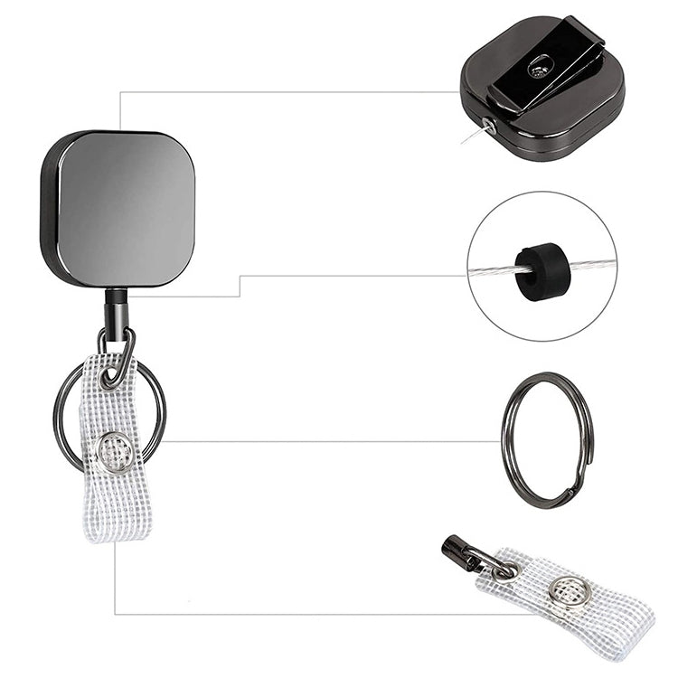 Stylish 4cm Electroplated Metal Square Expansion Keyring with Durable Rope
