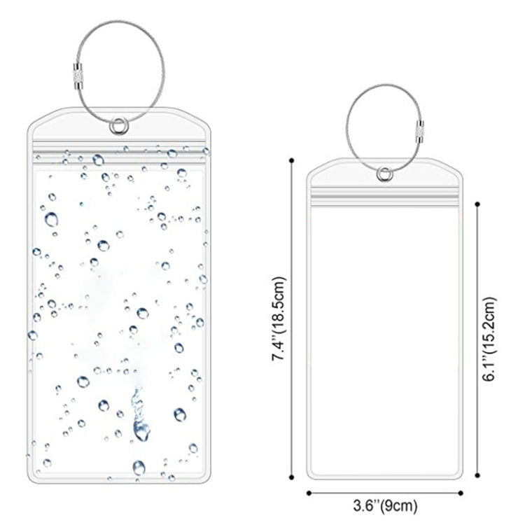 6 PCS QD-2501 Stainless Steel Key Ring Transparent PVC Luggage Tag