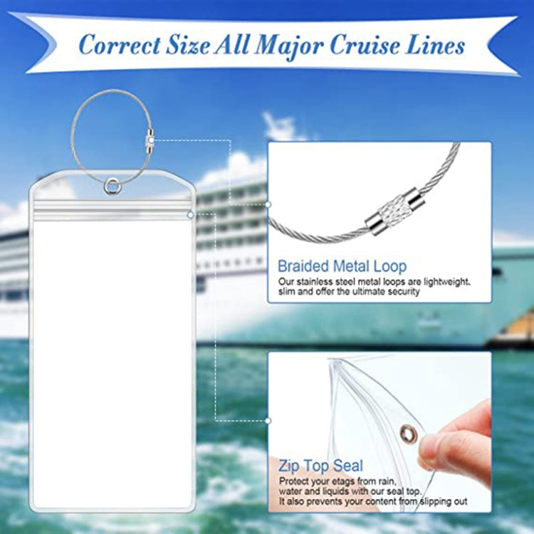 6 PCS QD-2501 Stainless Steel Key Ring Transparent PVC Luggage Tag