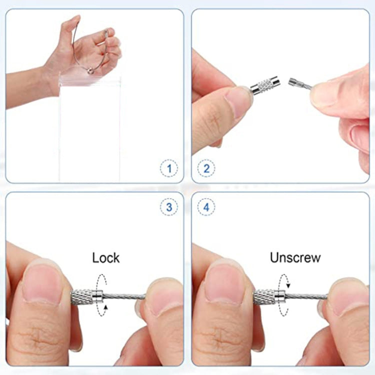 6 PCS QD-2501 Stainless Steel Key Ring Transparent PVC Luggage Tag