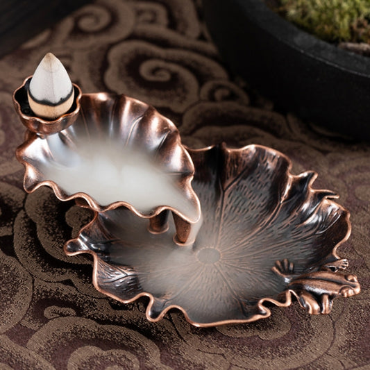 Alloy Lotus Leaf Inverted Incense Burner Antique Indoor Incense Burner