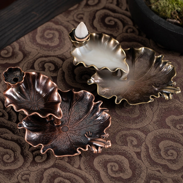 Alloy Lotus Leaf Inverted Incense Burner Antique Indoor Incense Burner