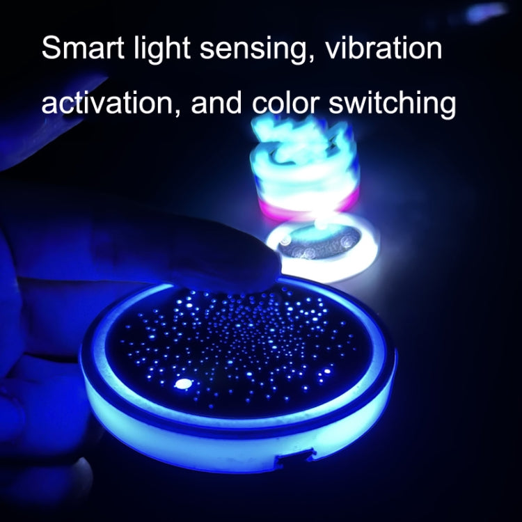 Colorful LED Luminous Coaster for Car Cup Holders - Smart Vibration and Light Sensor Atmosphere Lamp