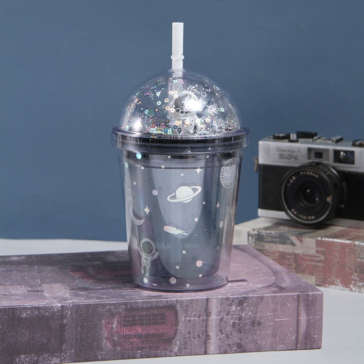 Double Star Plastic Cup Cartoon Water Cup With Straw