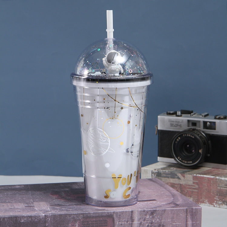 Double Star Plastic Cup Cartoon Water Cup With Straw