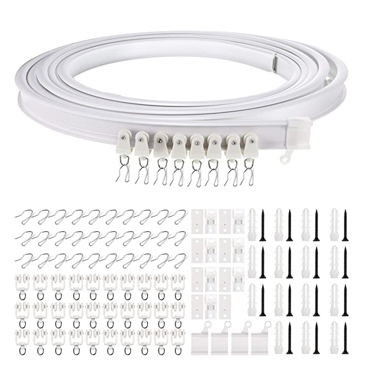 5M Flexible Curved Curtain Track with Hooks, Pulleys, and Mounting Accessories
