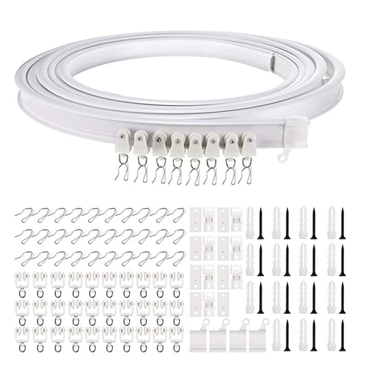 5M Flexible Curved Curtain Track with Hooks, Pulleys, and Mounting Accessories