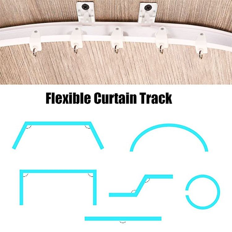 5M Flexible Curved Curtain Track with Hooks, Pulleys, and Mounting Accessories