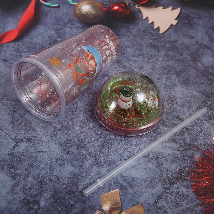 500ml Santa Claus Cartoon Portable Plastic Cup Double Micro Landscape Juice Cup
