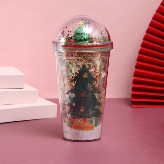 500ml Micro Landscape Plastic Cup Christmas Gift Double Cup