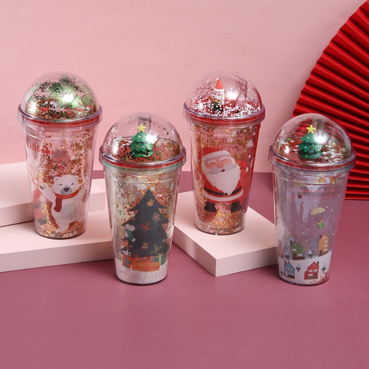 500ml Micro Landscape Plastic Cup Christmas Gift Double Cup